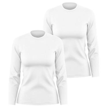 Imagem de Kit 2 Camisetas Manga Longa Segunda Pele Feminina Lisa Dry Academia Fit-Feminino