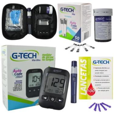 Imagem de Kit Medidor Gtech Glicose 60 Tiras Glicemia + 110 Lancetas - Love Saud