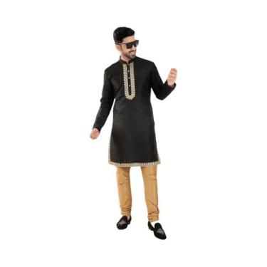 Imagem de Kurta Masculina Com Estampa Digital, Corte Regular, Gola Mandarim, Lon