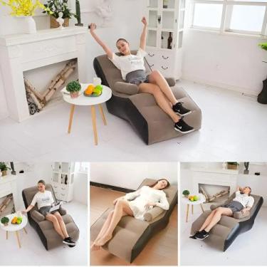 Imagem de Espreguiçadeira Sofá Inflável Pufe Banco Deitar Descanso Assento Apoio