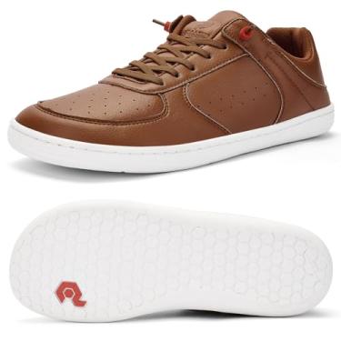 Imagem de Pulltop Sapatos masculinos com bico largo e descalço – Sapatos sociais minimalistas, sem queda, sem queda, sem cadarço, para caminhada, antiderrapante, para homens, Marrom, 12 Wide