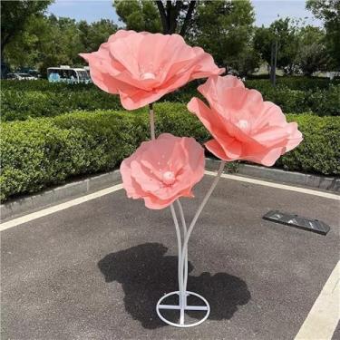 Imagem de Flores artificiais gigantes para decoração - adereços de flores enormes com base em pé para festas de jardim ao ar livre, vitrines de lojas e decoração de casa