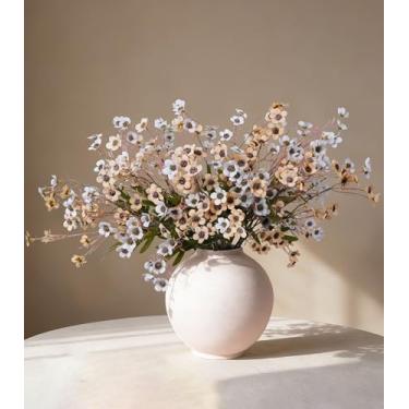 Imagem de Flores artificiais 12 peças, flores silvestres de seda sintética para vaso interno, flores falsas para buquês de casamento, arranjos de centro de mesa, decoração de chá de panela, champanhe branco
