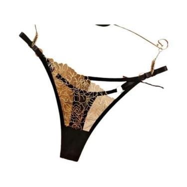 Imagem de Calcinhas G-String Transparentes Com Renda Floral Sexy Para Mulheres, 