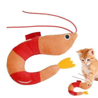 Imagem de Brinquedos de erva de gato para gatos, brinquedos de erva-dos-gatos de pelúcia - animais em forma de camarão companheiro com perfume para sala de estar, quarto, sala de estudo, quintal, parque