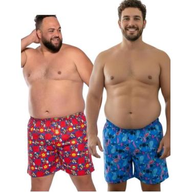Imagem de Kit 2x Samba Canção Roupa De Dormir Pijama Masculino Plus Size Estampa
