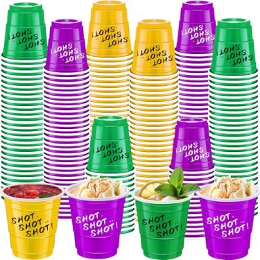 Imagem de cssopenss 120 peças de copos de dose de Mardi Gras de 59 ml, copos de shot coloridos, copos de carnaval para festa, casamento, aniversário, reuniões de família, jogos e celebrações festivas