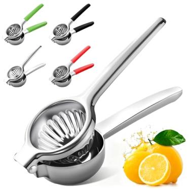 Imagem de Espremedor de limão grande, espremedor de limão, aço inoxidável, resistente, manual e resistente, ferramentas de cozinha, espremedor de limão, fácil de limpar, metal limão, prensa manual, 23 cm, prata