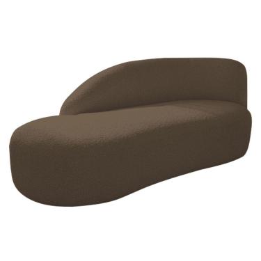 Imagem de Divã Recamier Curvo Luna 160cm Lado Esquerdo Suede - Adj Decor Cor Marrom