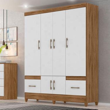 Imagem de Guarda Roupa Casal Ambiente Ms912 6 Portas Naturale Branco - Moval