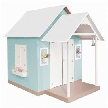 Imagem de Casinha de Brinquedo com Telhado Branco/verde Água Criança Feliz