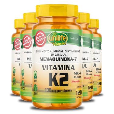 Imagem de Kit 5 Vitamina K2 Menaquinona-7 Unilife 120 Cápsulas