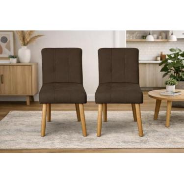 Imagem de Kit 02 Cadeiras Jantar Luna tecido Suede para Quarto Sala salão recepç