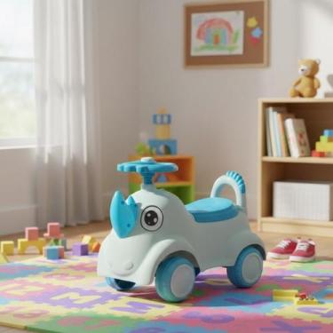 Imagem de Andador Infantil Rinoceronte Azul Andador Bebê Segurança Estável Camin