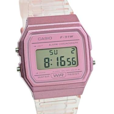 Imagem de Relógio Casio Digital Feminino Transparente Rosa F-91WS-4DF