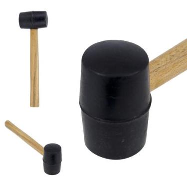 Imagem de Martelo Borracha Cabo Madeira Marreta Assentar Azulejo Piso Ceramica P