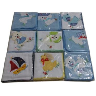 Imagem de Kit 7 cueiro flanelado bordado 80x80cm para menina