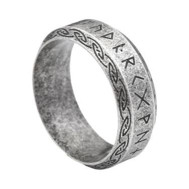 Imagem de Anel Unissex Vintage Odin Viking Com Runas Em Aço Inoxidável, Joia Amu