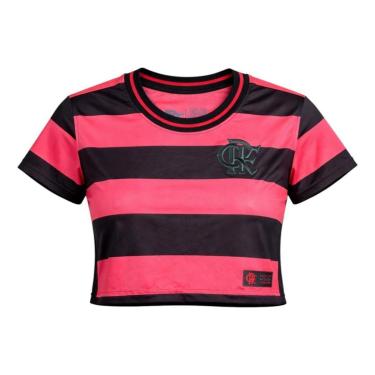 Imagem de Camiseta Cropped Flamengo Feminina Listrado Licenciada-Feminino