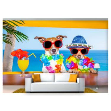 Imagem de Papel De Parede Animal Cão Férias Passagem 3D Anm166