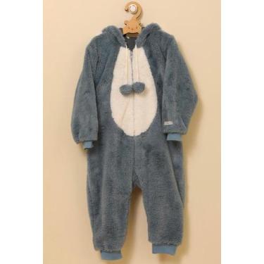 Imagem de Macacão Longo Pelo Fofão Capuz Menino Forrado LessaKids 9276, Azul, 2 