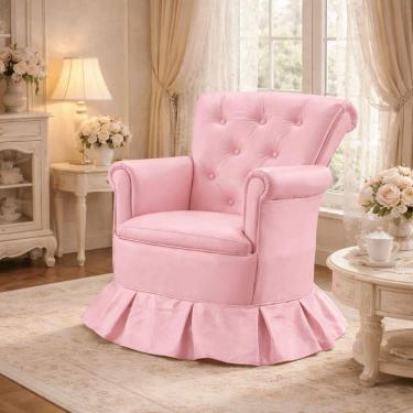 Imagem de Poltrona Amamentação Descanso Balanço Confortável Quarto Cadeira Sala Leitura Corino corino Rosa