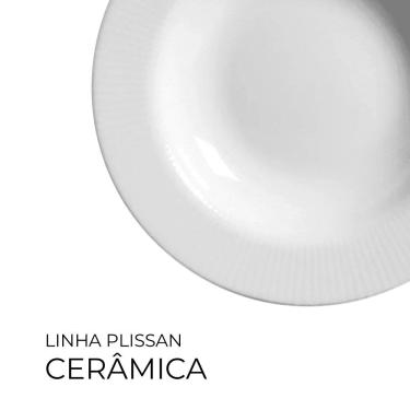 Imagem de Jogo 4 Pratos Fundo Plissan Relevo Branco 25cm Cerâmica Alleanza