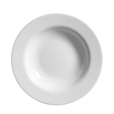 Imagem de Jogo 10 Pratos Fundo Plissan Relevo Branco 25cm Cerâmica Alleanza