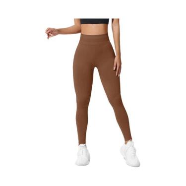 Imagem de Leggings De Yoga Femininas De Cintura Alta Sem Costura, Alta Elasticid
