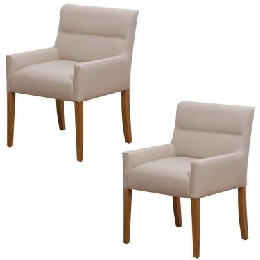 Imagem de Kit 2 Cadeiras Para Mesa De Jantar Angel Base Madeira Corano Bege - Nexta Casa
