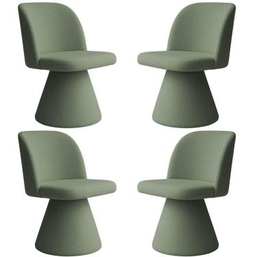 Imagem de Kit 04 Cadeiras De Jantar Base Fixa Liz Bouclé Verde Claro - Nexta Casa