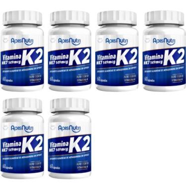 Imagem de 6x Vitamina K2 Mk7 149Mcg 60 Comprimidos - Apisnutri