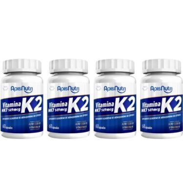Imagem de 4x Vitamina K2 Mk7 149Mcg 60 Comprimidos - Apisnutri
