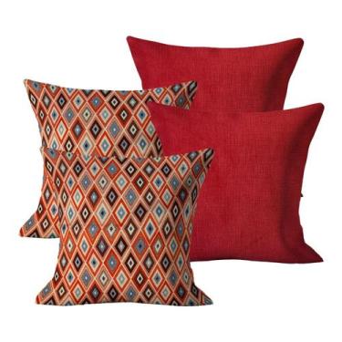 Imagem de Kit 4 Capas de Almofada 45x45cm Decorativas Com Ziper Sala Sofá Cama -