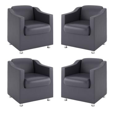 Imagem de Kit 4 Poltronas Para Salão De Beleza E Clínica Médica Corino Cinza Balaqui Decor