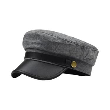 Imagem de Boina Feminina De Couro PU Com Topo Plano, Respirável E Confortável, E