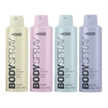 Imagem de Kit 4 Body Spray Femininos Mood Belle Divine Vivere Lumae 225ml
