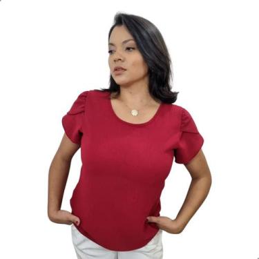 Imagem de Blusa Feminina Manga Princesa Tulipa Crepe Duna Nova Aurora, Vinho, P