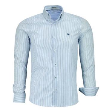 Imagem de Camisa Listrada Social Slim Masculina Amil Manga Longa 1821, Royal, 5