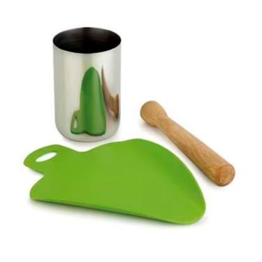 Imagem de Conjunto para Caipirinha 117-e para Preparo de Bebidas em Aço Inox Madeira e Polipropileno Prático Verde Forma
