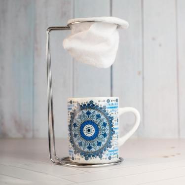 Imagem de Caneca com Coador Mandala Tpc para Café em Porcelana com Suporte Metálico e Refil de Al...