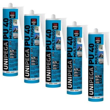 Imagem de Kit 5 Selantes PU40 Unipega 360g Branco Vedação Multiuso - DEPECIL