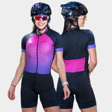 Imagem de Macaquinhos de Ciclismo Feminino Estapado Forro em GEL Profissional Respirável Pro-Feminino