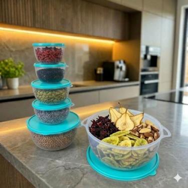 Imagem de Kit 6 Potes Plastico Redondos Bowl Livre Bpa Cor:Transp Tifanny - Casa
