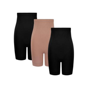 Imagem de Kit 3 Bermudas Cintura Alta Modeladora Trifil Microfibra Cós Silicone 