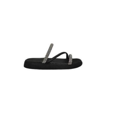 Imagem de Sandália Tamanco Feminino Papete Tiras Strass Moleca Novo 5469121T-Feminino