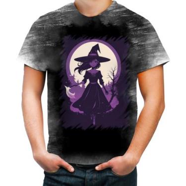 Imagem de Camiseta Desgaste Bruxa Halloween Púrpura Festa 4 - Kasubeck Store®, I