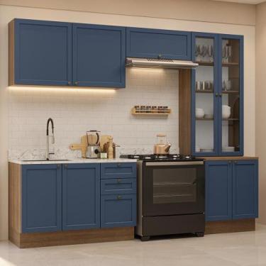 Imagem de Armário de Cozinha Completa 270 cm Rustic Vik Madesa 06, Rustic/Azul