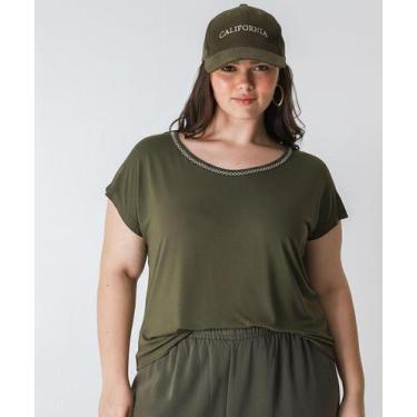 Imagem de Blusa Plus Size Feminina Manga Curta Marisa Verde-29032, Verde, G3