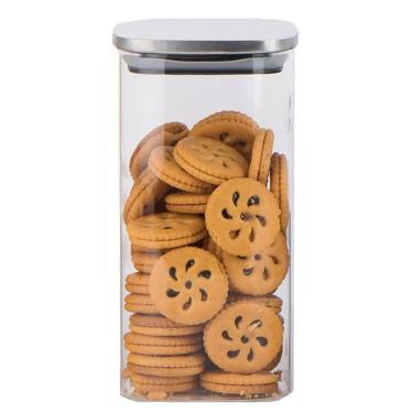 Imagem de KIT 2 POTES MANTIMENTOS HOME&CO COM TAMPA QUADRADO COM TAMPA INOX BOROSSILICATO 1,5L 19...